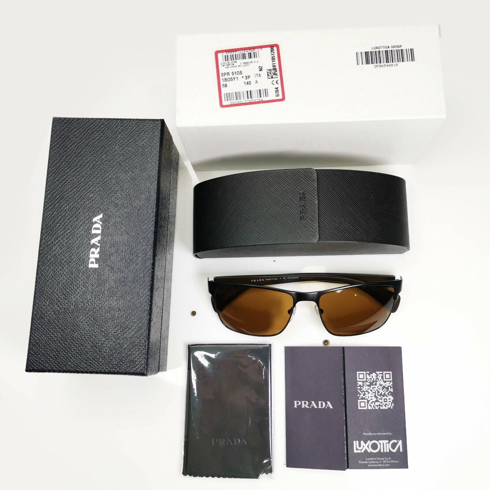 Authentic Prada Mens Polarized Brown Black Sunglasses Rectangle SPR 51O 1BO-5Y1