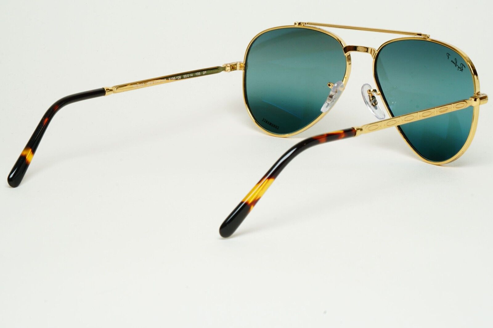 Ray-Ban Sunglasses Polarized New Aviator Gold Blue Green RB 3625 9196/G6 55mm