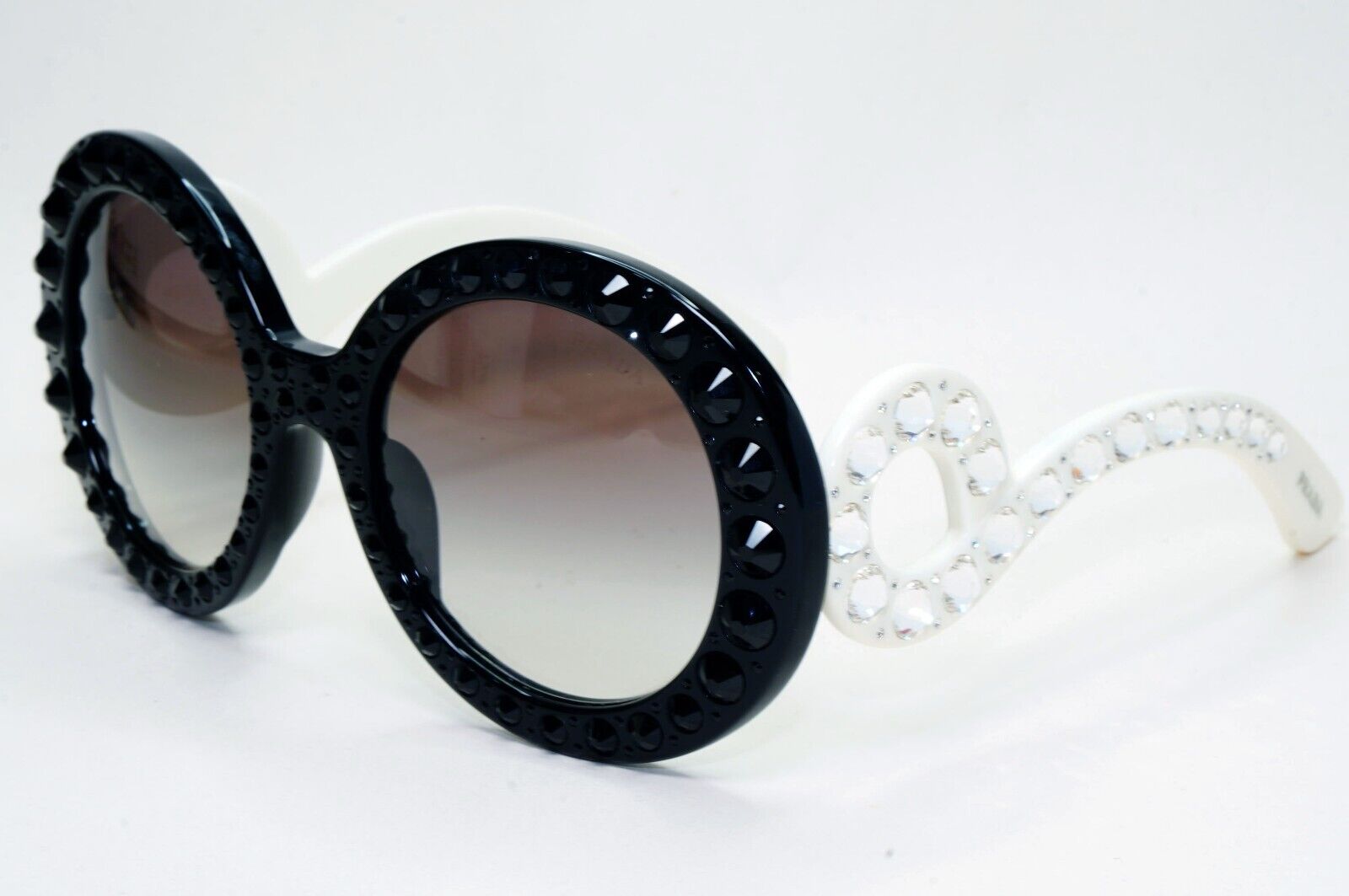 Prada Sunglasses Baroque Ornate Swirl White Black PR31PS SPR 31P 7S3-0A7  311024