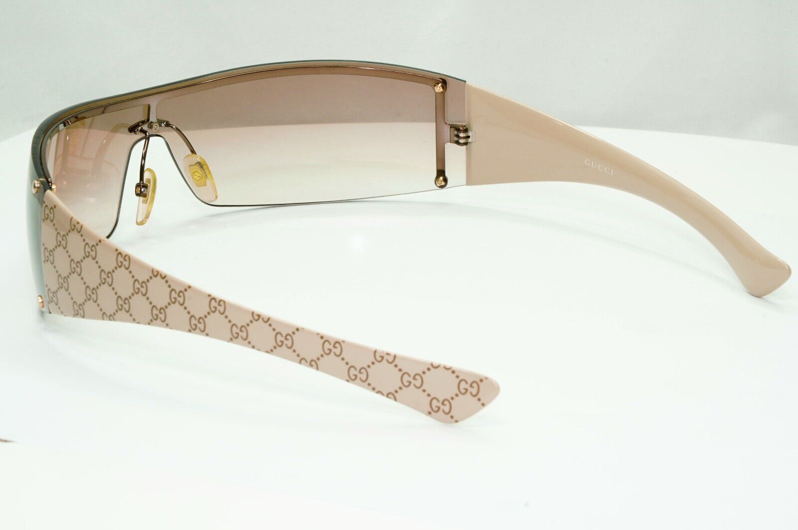 Gucci Sunglasses 2005 Vintage Monogram Shield Beige Wrap GG 1824/S BLKDL 261024