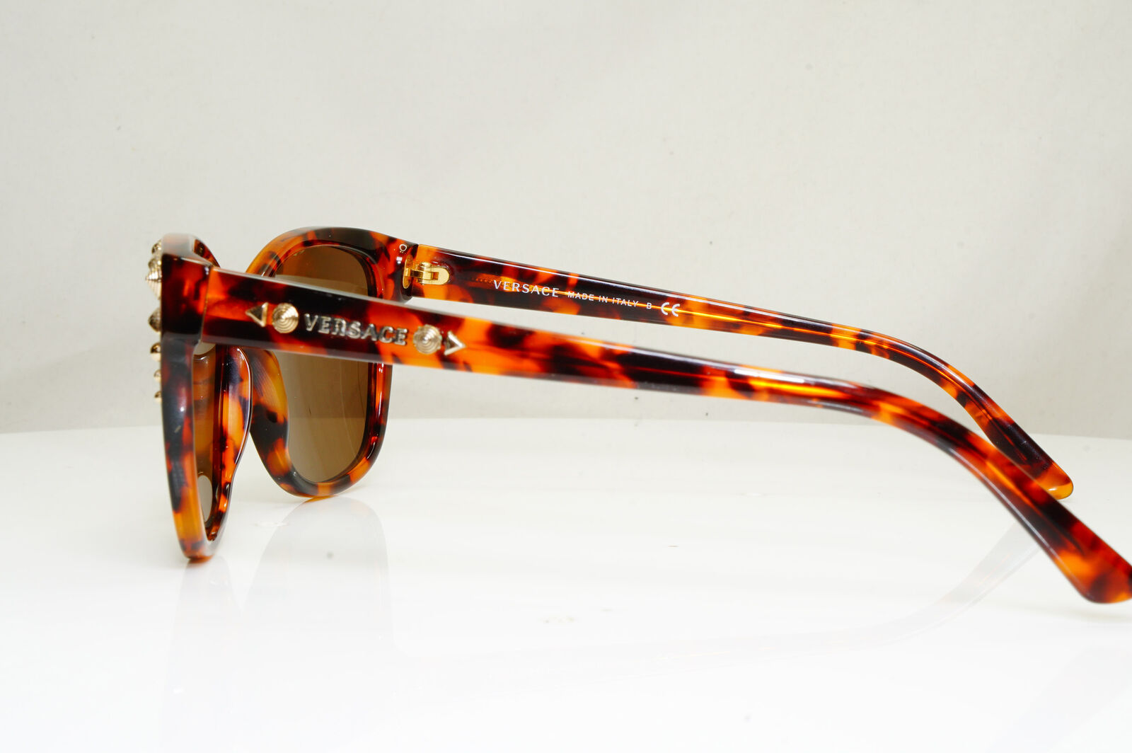 Authentic VERSACE Womens Sunglasses Brown Gold Square Studded 4270 5074/13 29143