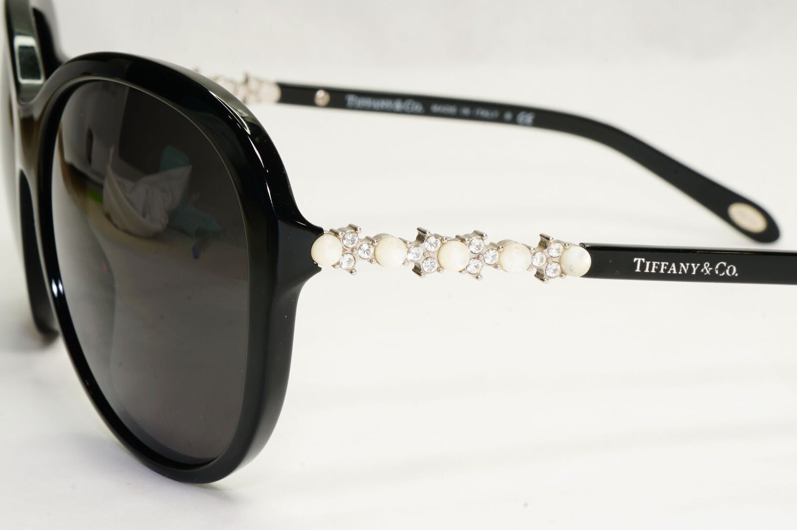 Tiffany & Co Sunglasses Black Pearl Crystal Silver TF 4104-H-B 8001/9S 050124