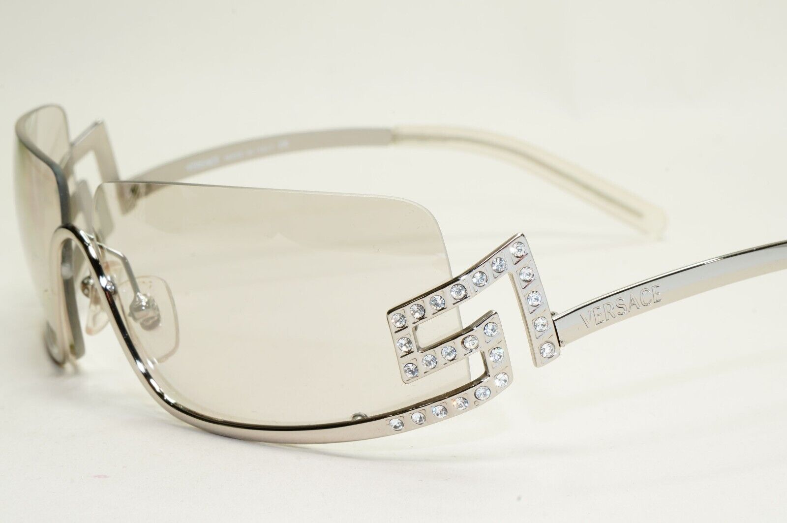 Versace Sunglasses 2004 Vintage Silver Wrap Diamante MOD N50-H 26M/222 081024