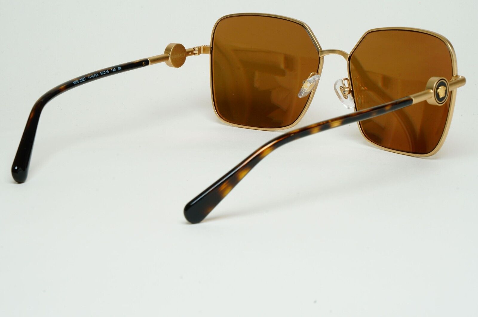 Versace Sunglasses Gold Mirror Brown Square Medusa MOD VE 2227 1410/5A 59mm