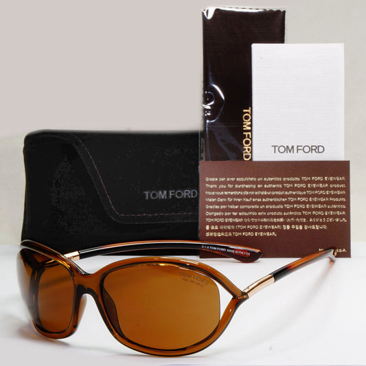 Tom Ford Sunglasses Jennifer Polarized Brown Gold Wrap FT0008 TF 8 48H [Z]