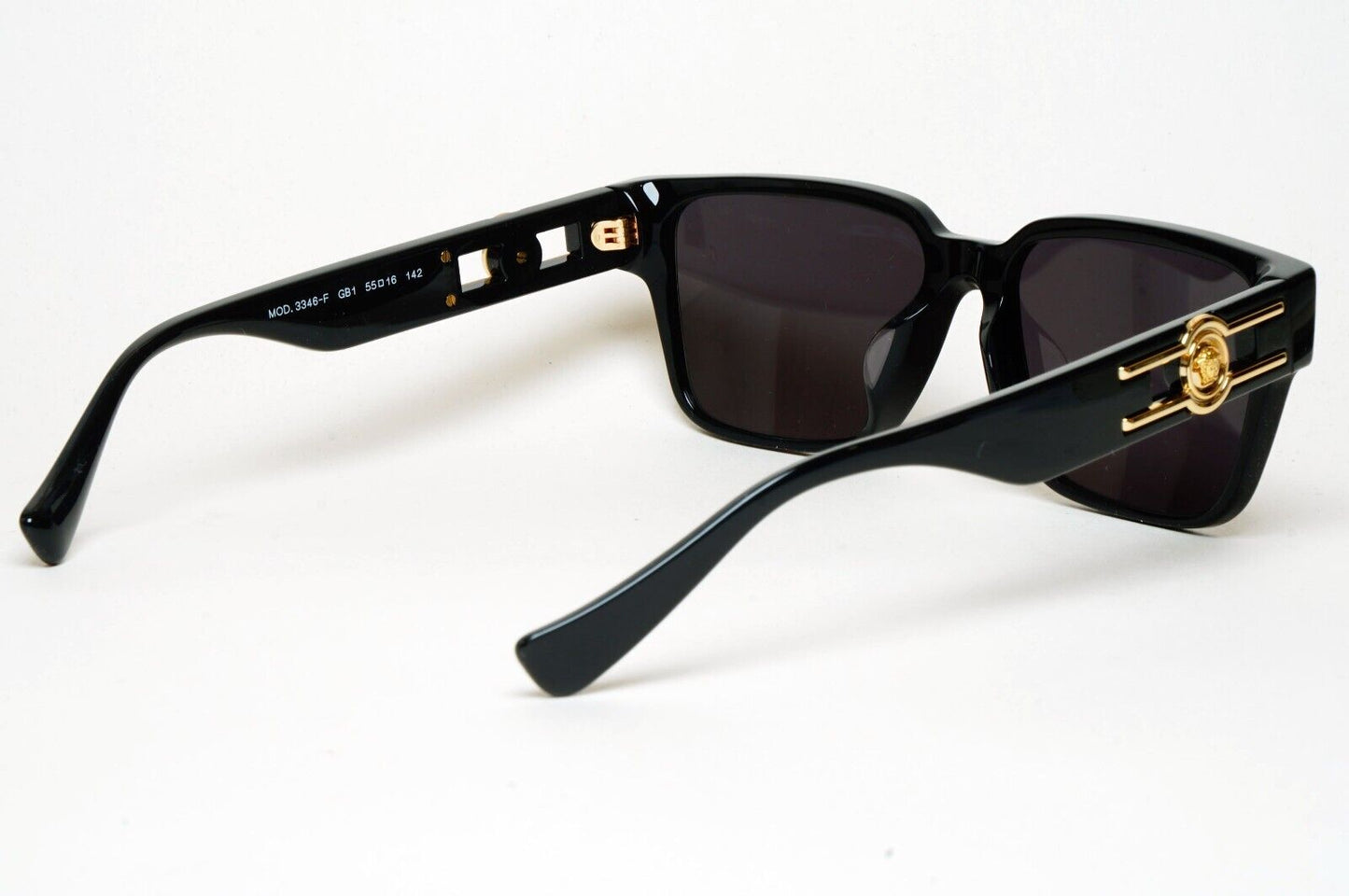 Versace Sunglasses Black Gold Medusa Square MOD VE 3346-F GB1 55mm