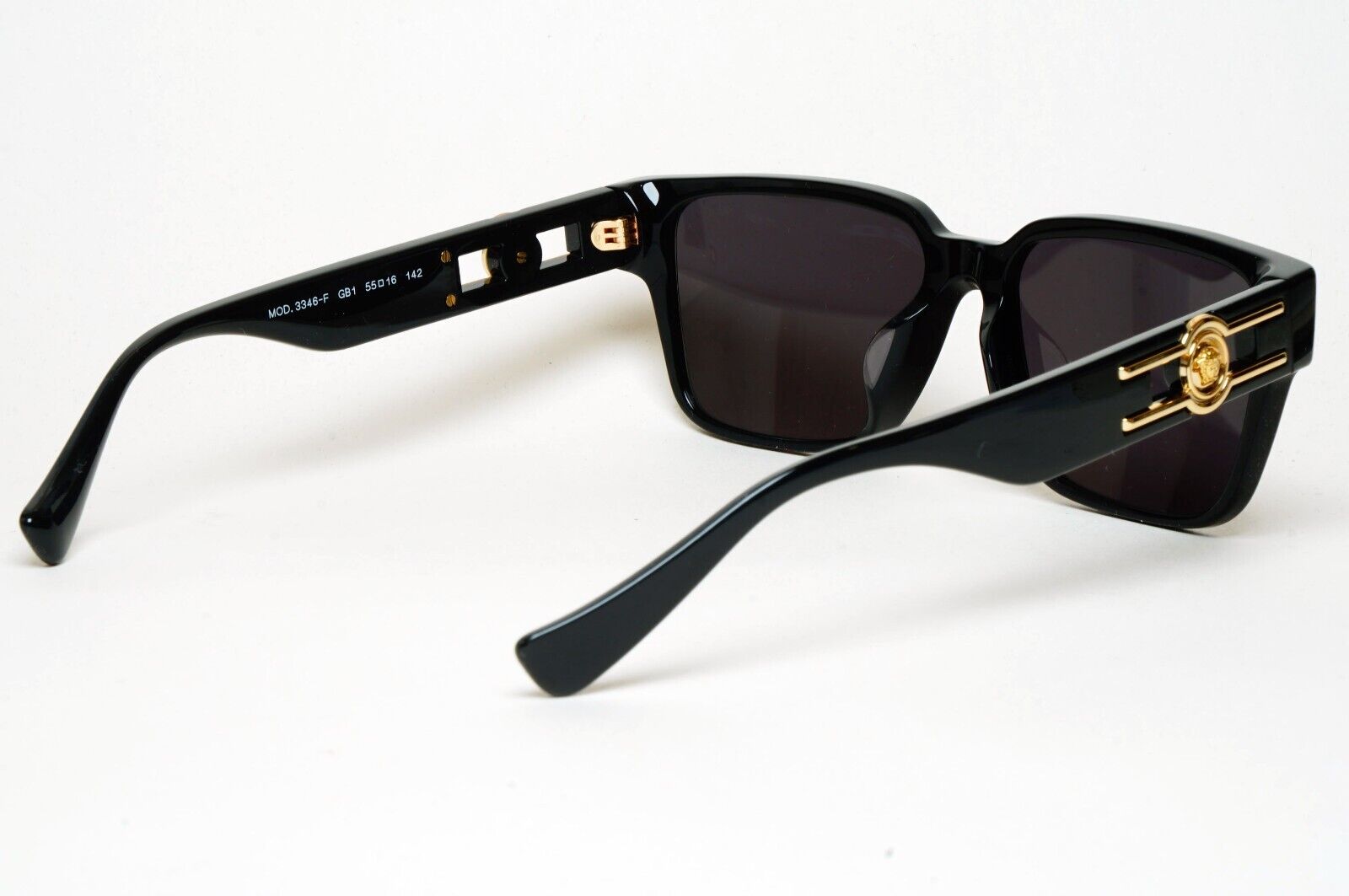 Versace Sunglasses Black Gold Medusa Square MOD VE 3346-F GB1 55mm