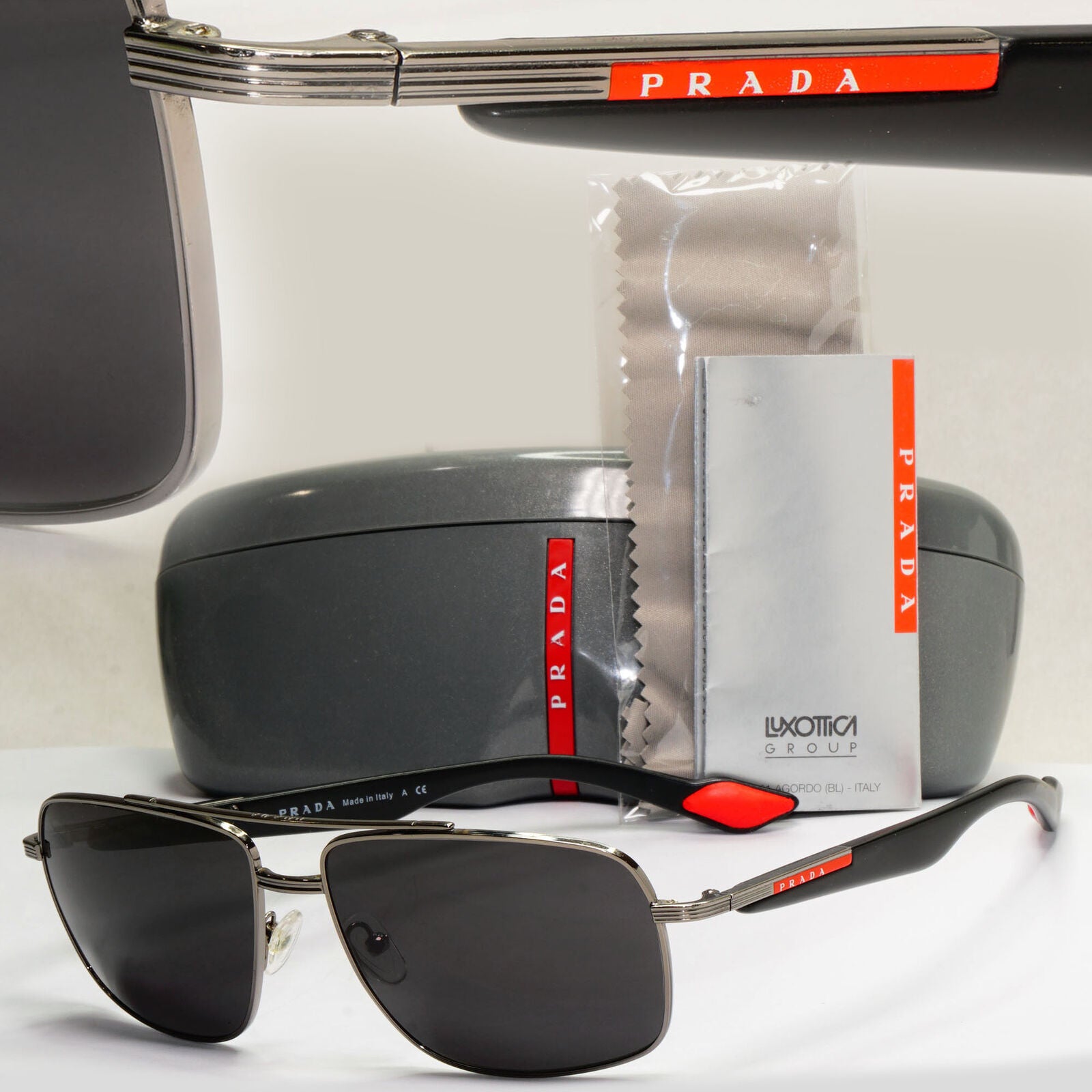 Prada Sunglasses 2011 Vintage Pilot Black Silver PS51MS SPS 51M 5AV-3M1 190224
