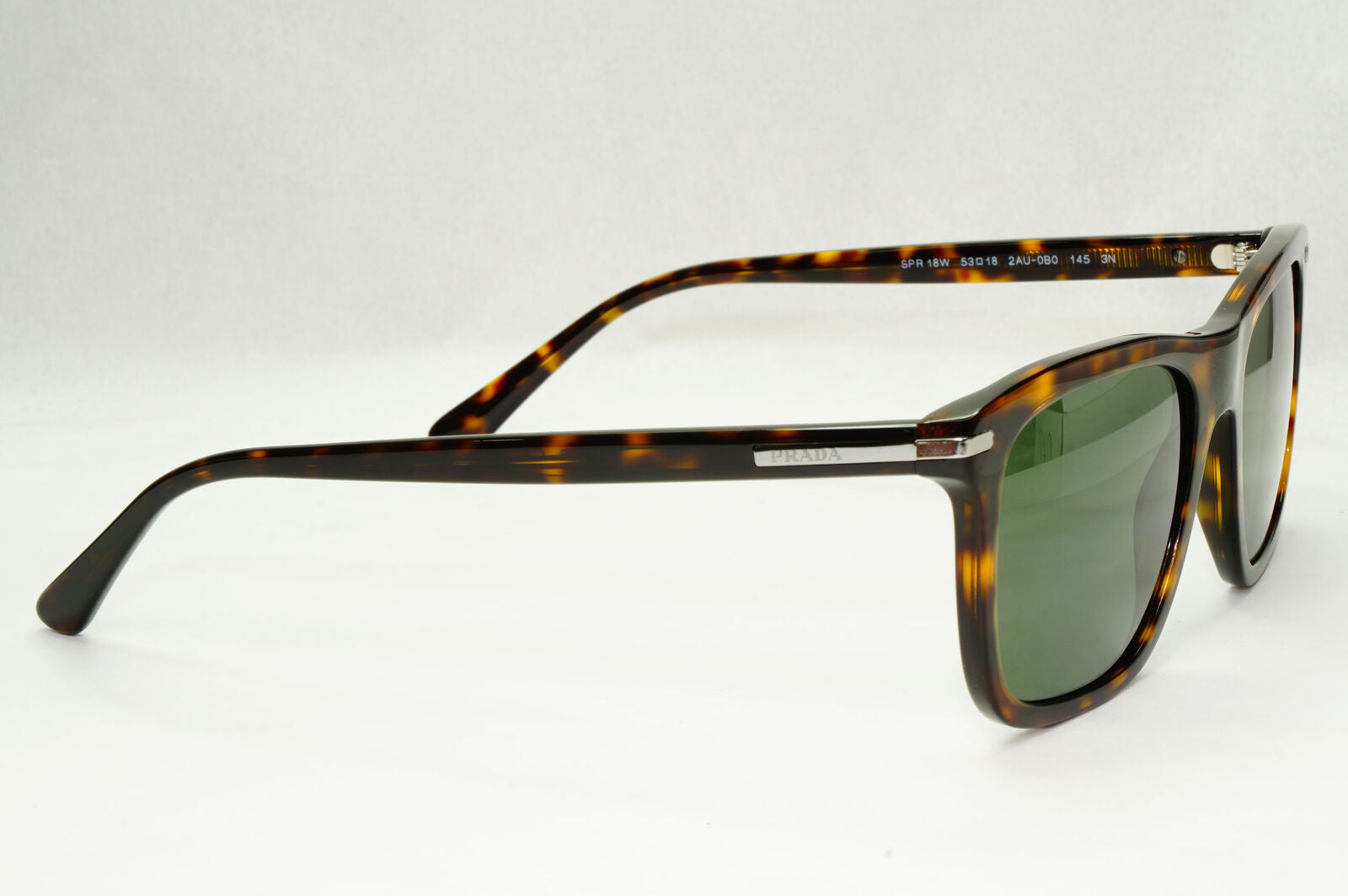Prada Sunglasses Glass Lens Square Brown Tortoise Green PR18WS SPR 18W 2AU-0B0