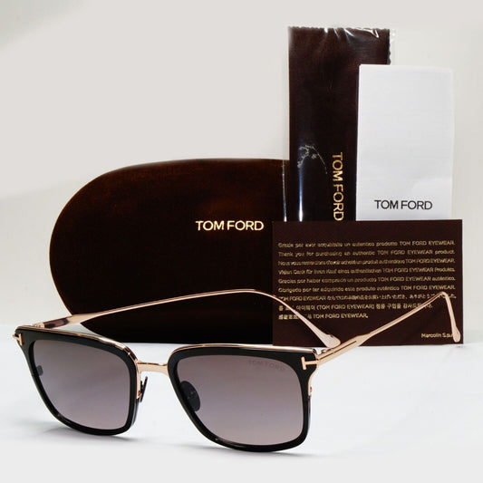 Tom Ford Sunglasses Hayden Titanium Black Gold Grey Square TF 831 01K FT0831