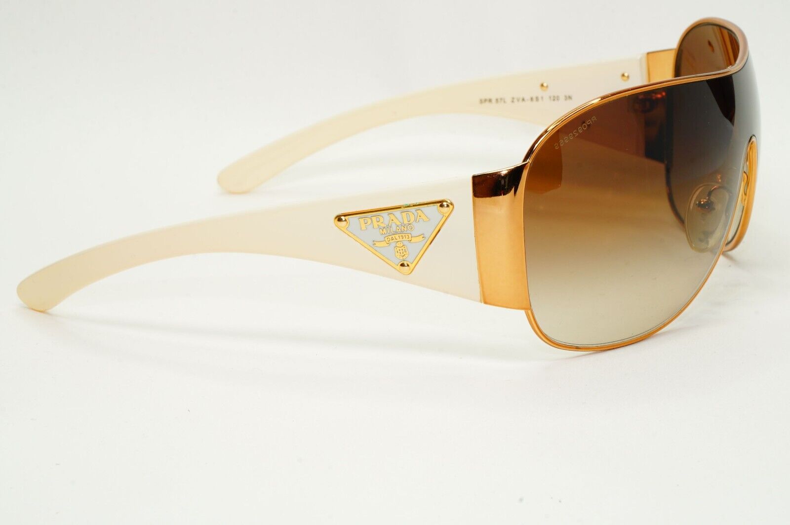 Prada Sunglasses 2010 Triangle Shield Gold Brown PR57LS SPR 57L ZVA-6S1 120824
