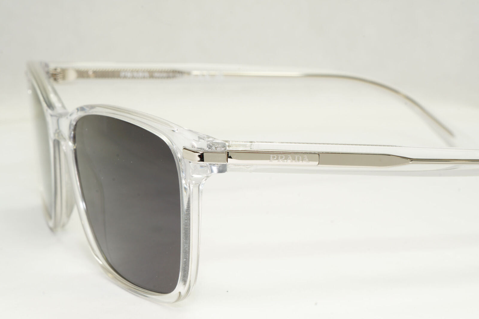 Prada Sunglasses Black Transparent Crystal Square PR14WV VPR 14W 2AZ-1O1 56mm
