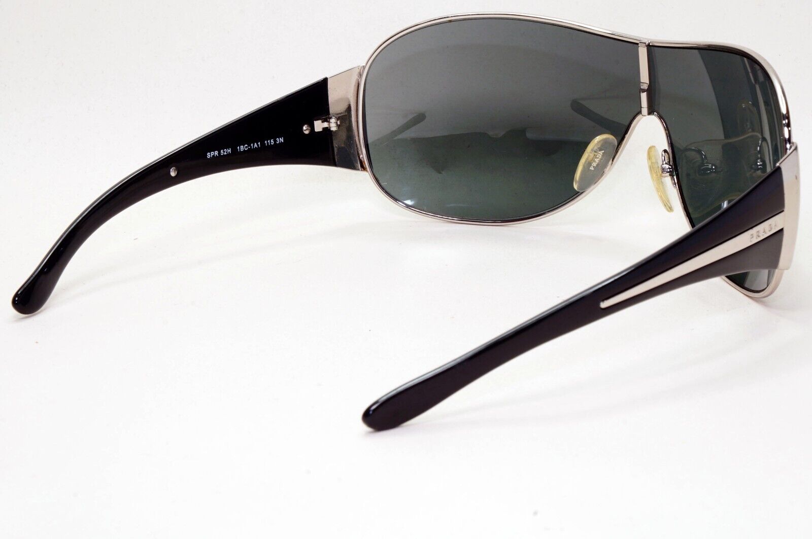 Prada Sunglasses 2006 Vintage Silver Black Shield PR52HS SPR 52H 1BC-1A1 281024