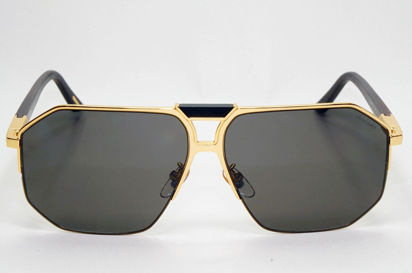 Chopard Sunglasses Gold Wood Polarised Pilot Navigator Grey SCH G61V 400P