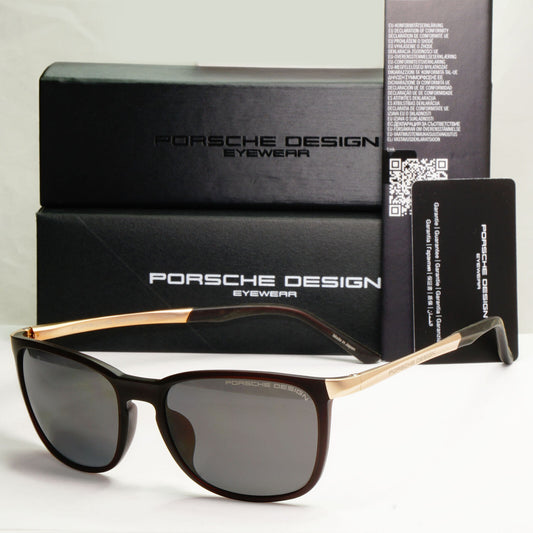 Porsche Design Titanium Polarised Sunglasses Japan Gold Grey Brown P8673 B