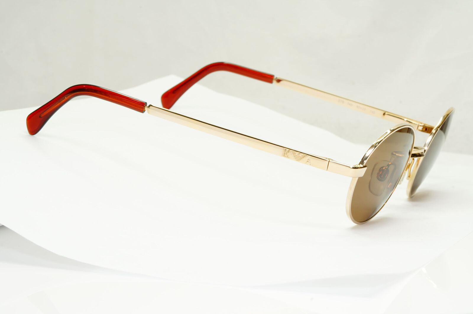 Emporio Armani Sunglasses 1997 Vintage Gold Brown Metal Oval 076 743 50mm C