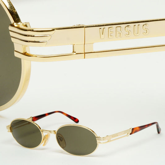 Versus Sunglasses 1996 by Gianni Versace Vintage Gold Oval MOD F22 COL 030