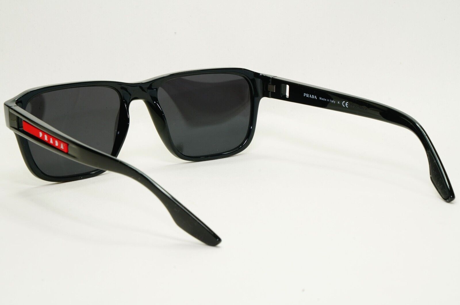 Prada Sunglasses Black Glossy Square Linea Rossa PS04NV VPS 04N 1AB-1O1 52mm
