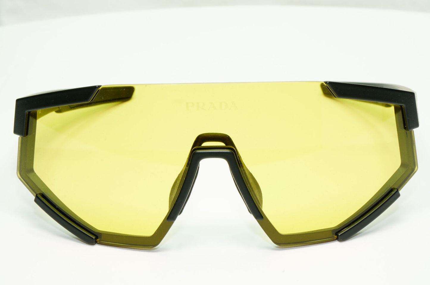 Prada Yellow Black Sunglasses Shield Visor Large PS04WSF SPS 04W-F DG0-04Q