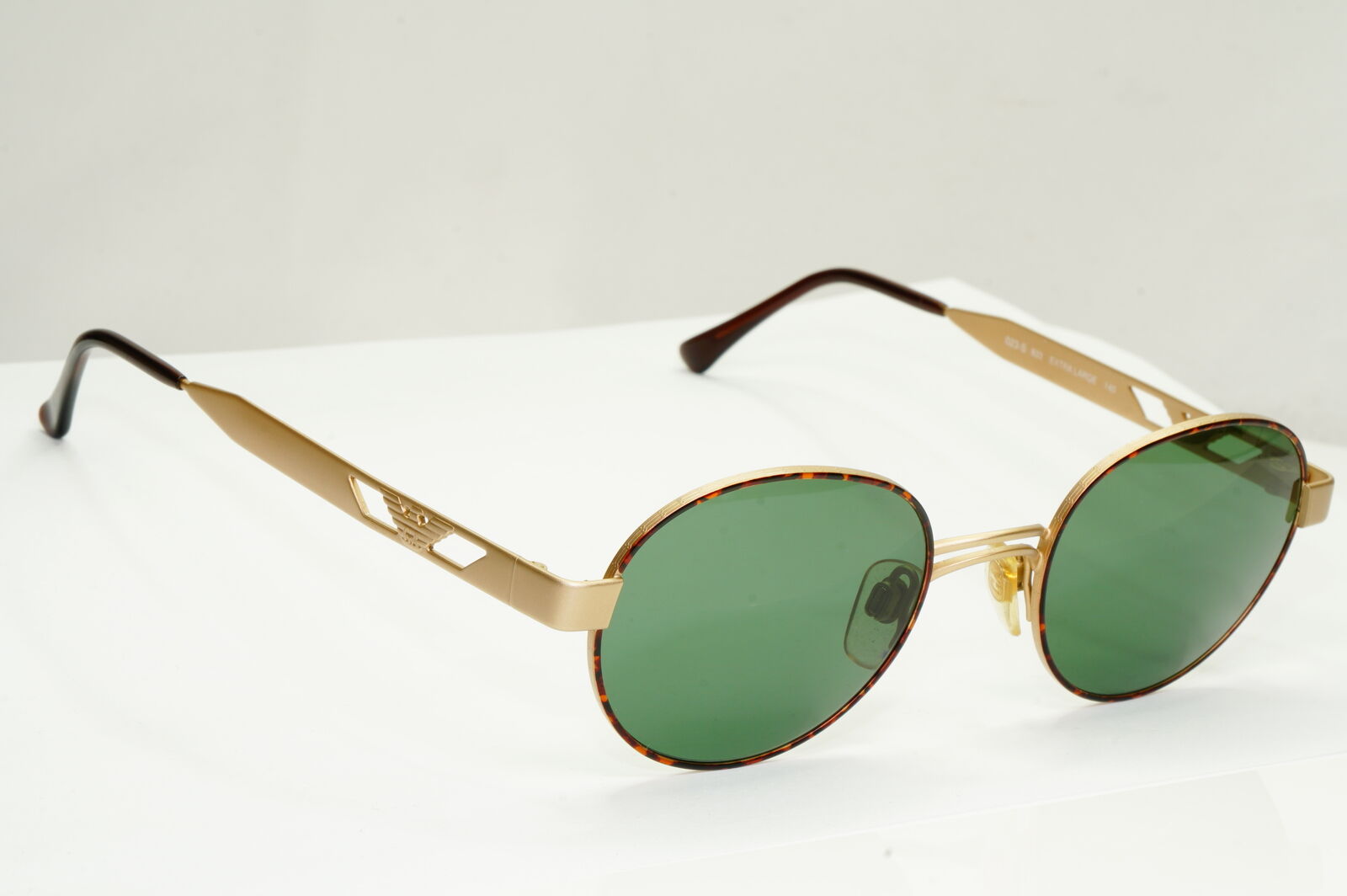 Emporio Armani Sunglasses 1997 Vintage Gold Round Green Eagle Metal 023-S 833 XL