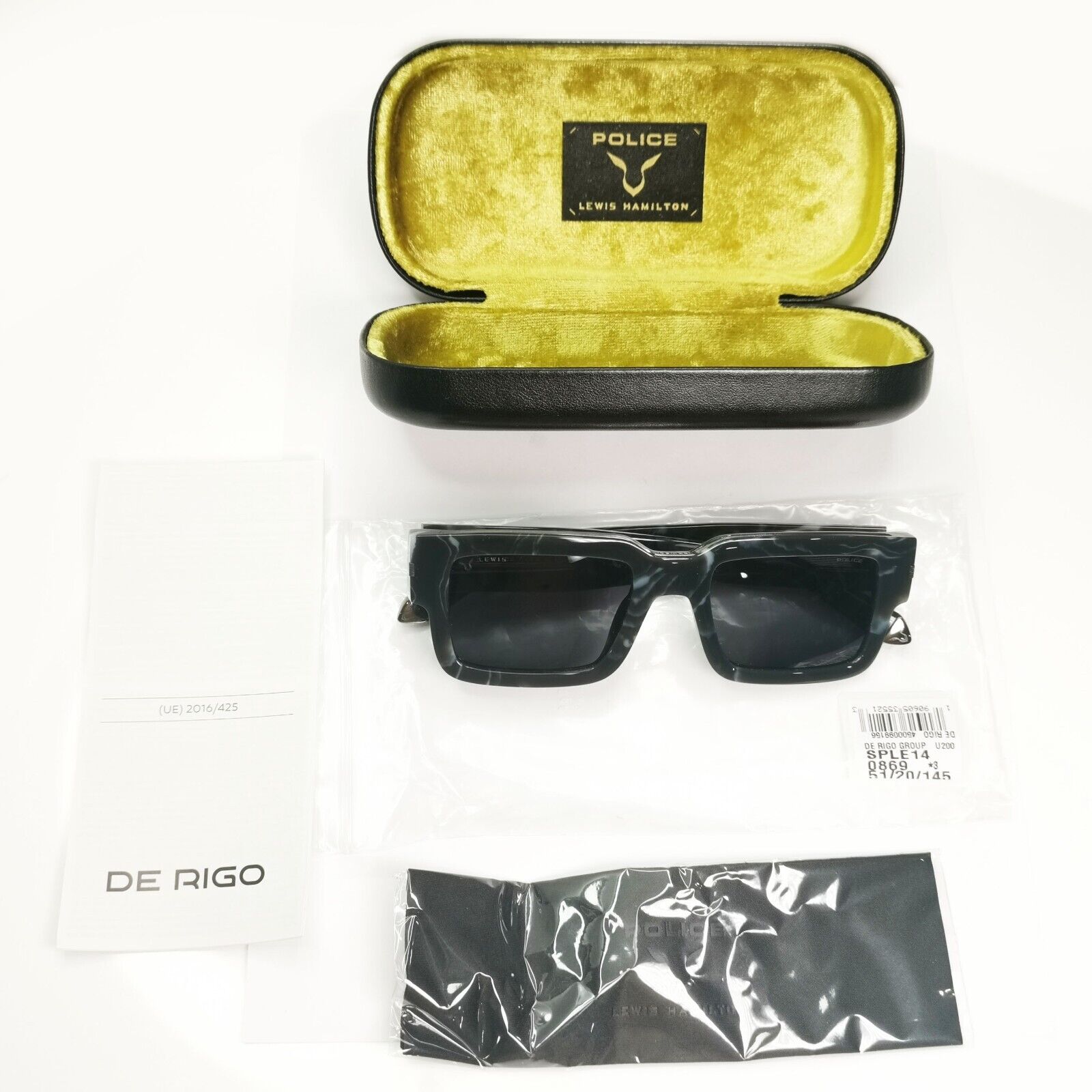 Police Lewis Hamilton F1 Sunglasses Black Grey Marble Square SPL E14 COL 0869