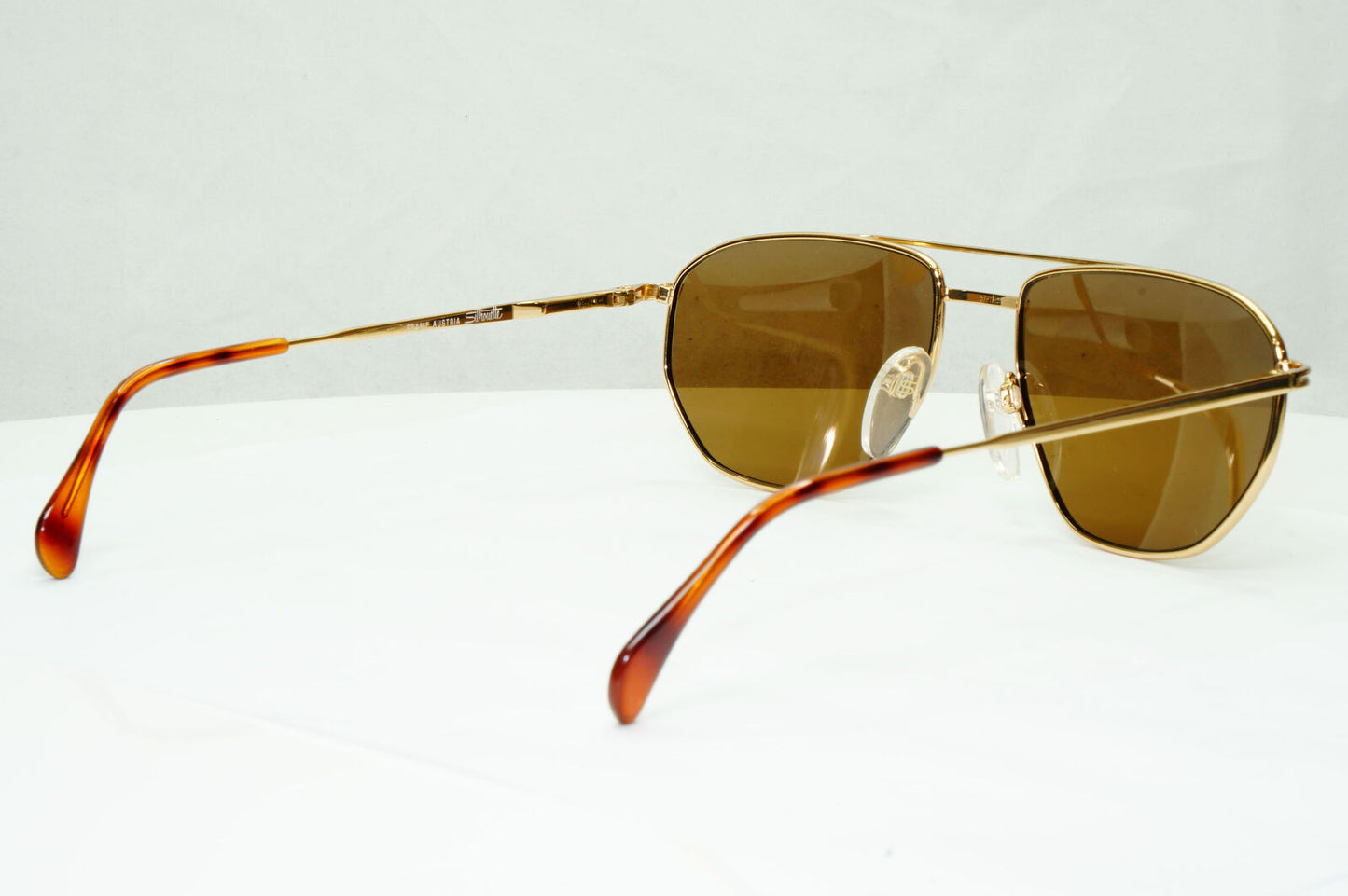 Silhouette 1990s Austria Vintage Sunglasses Gold Pilot Brown M7217 V6050 030123