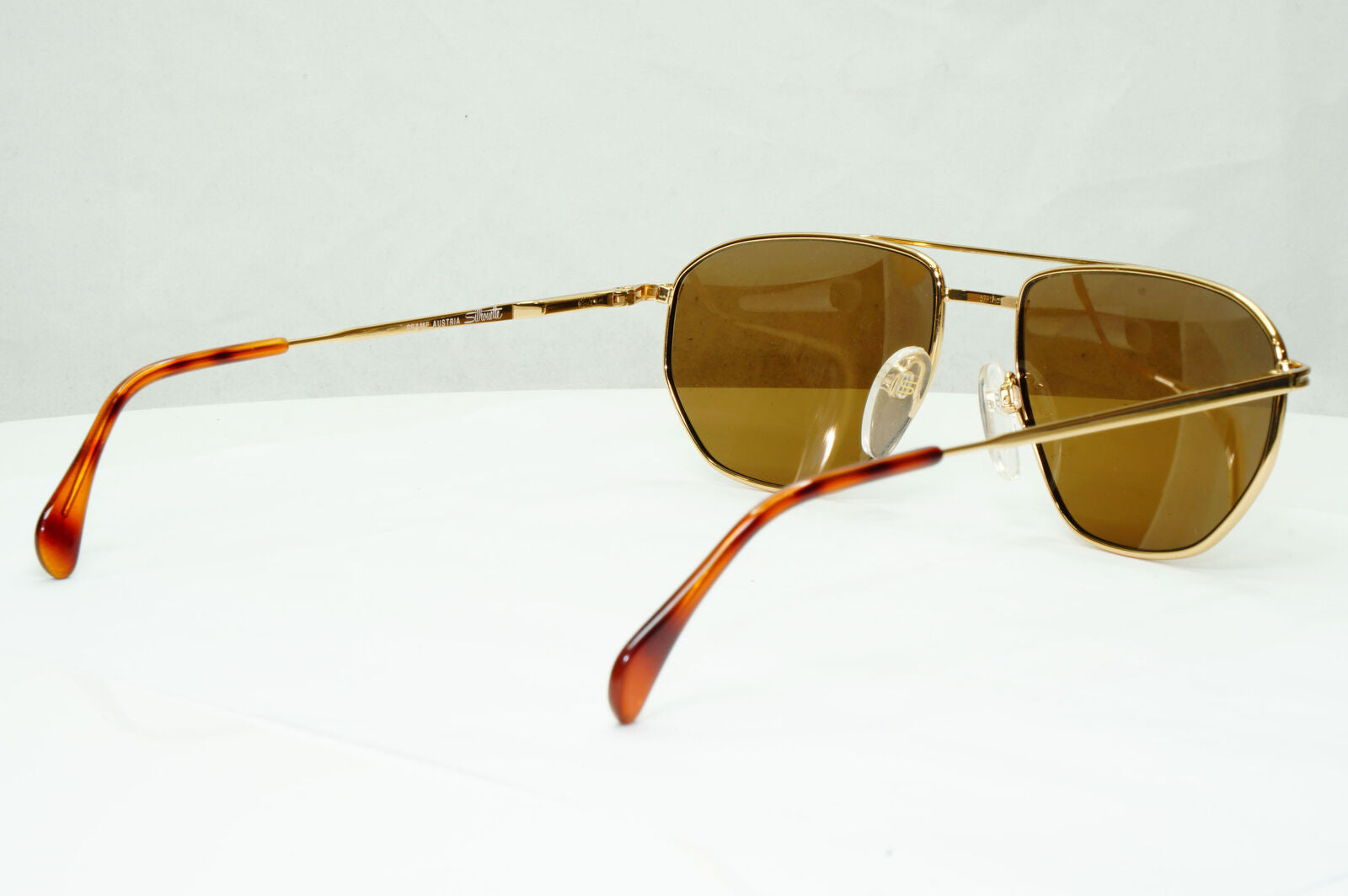Silhouette 1990s Austria Vintage Sunglasses Gold Pilot Brown M7217 V6050 030123
