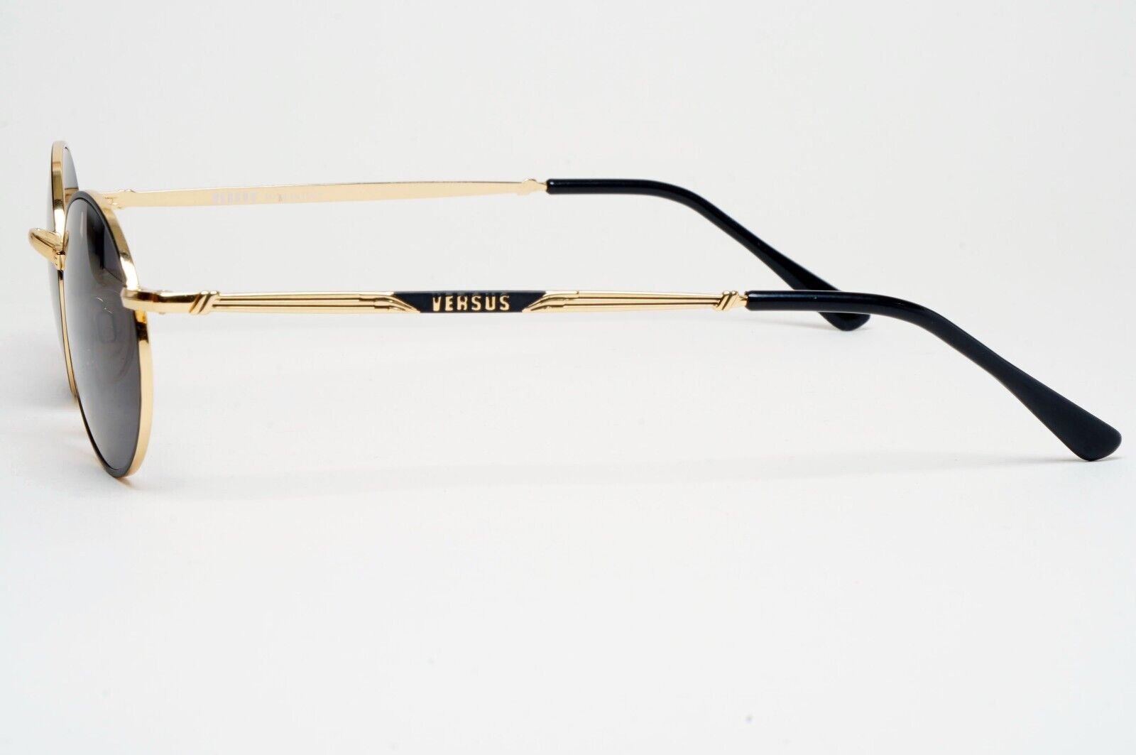 Versus Sunglasses 1996 by Gianni Versace Vintage Round Black MOD E74 COL 59M