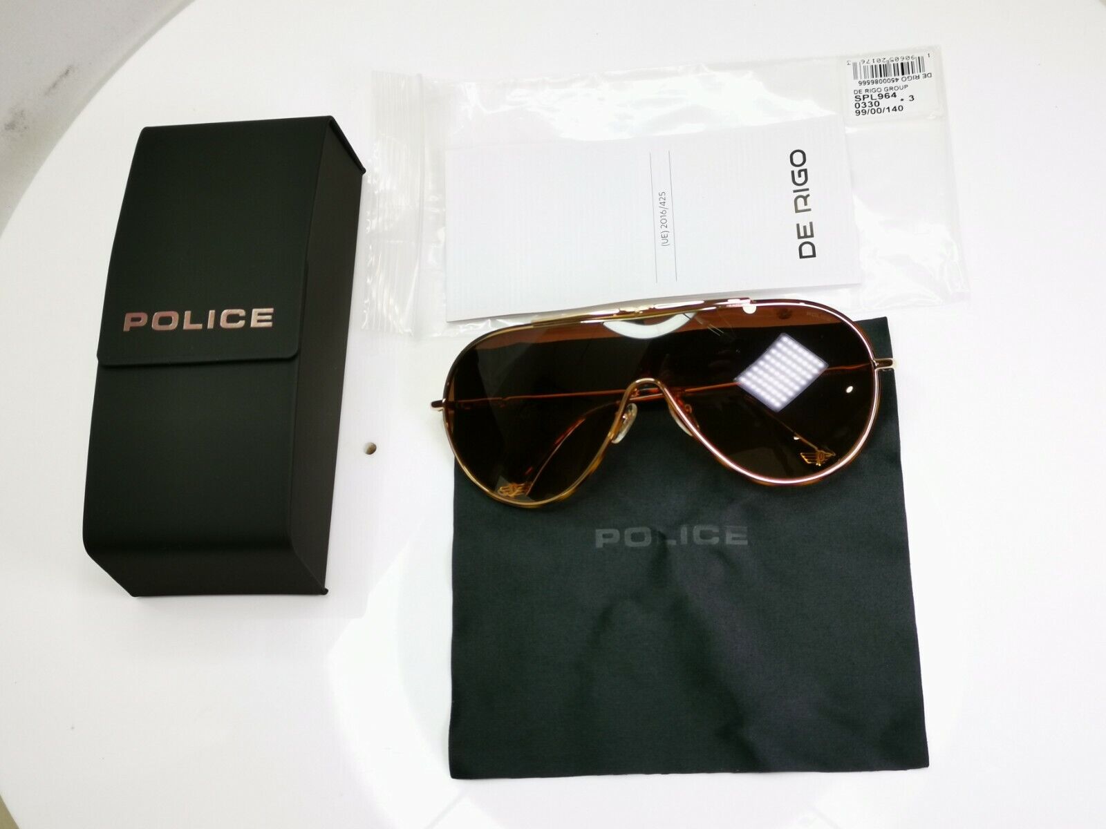 Police Gold Brown Gradient Shield Visor Ski Metal Sunglasses Mens SPL 964 0330