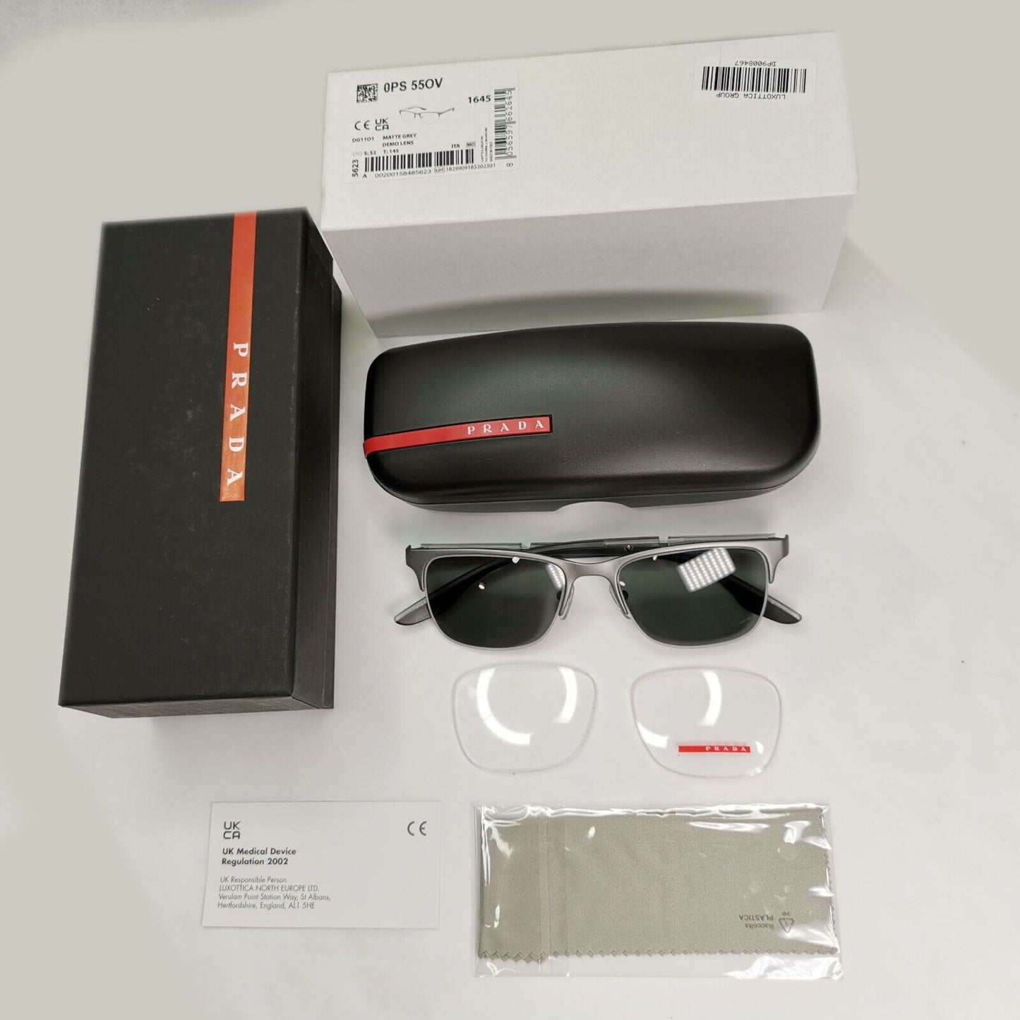 Prada Sunglasses Polarized Grey Silver Mirror Square PS55OV VPS 55O DG1-1O1 52mm