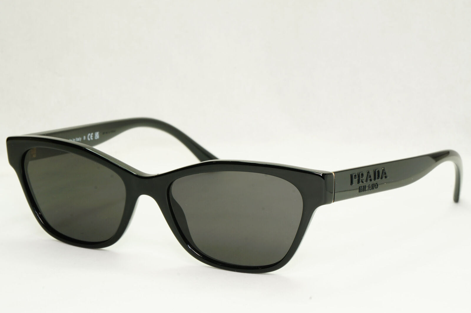 Prada Sunglasses Black Glossy Rectangle Fashion PR03WV VPR 03W 1AB-1O1 51mm