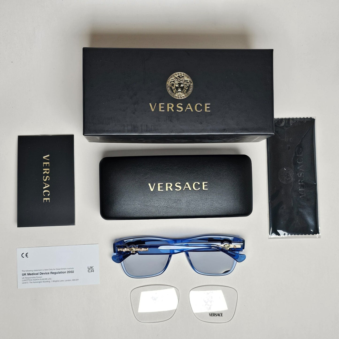 Versace Sunglasses Black Blue Transparent Gold Medusa MOD VE 3303 5415 53mm
