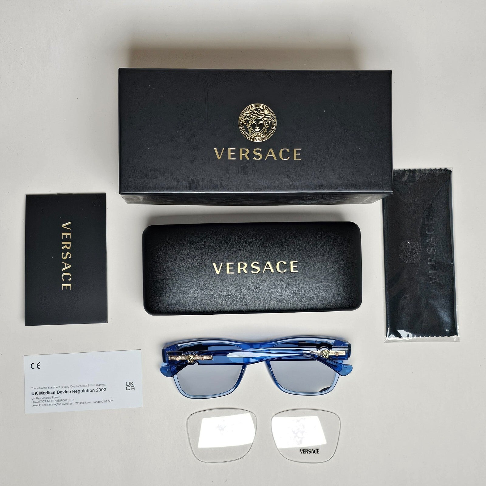 Versace Sunglasses Black Blue Transparent Gold Medusa MOD VE 3303 5415 53mm