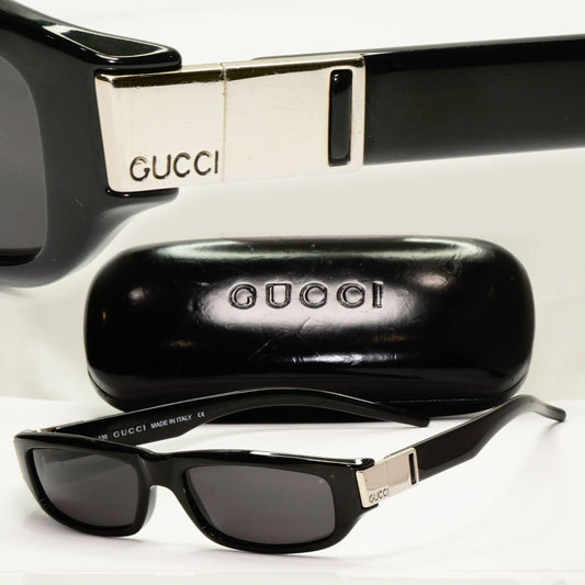 Gucci Sunglasses 1997 Vintage Black Rectangle Silver GG 1153/S D28 53mm 120125