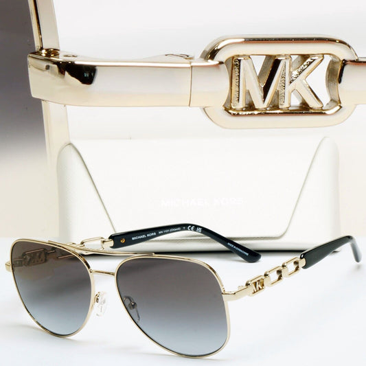 Michael Kors Sunglasses Gold Pilot Grey Gradient Metal MK 1121 Chianti 1014/8G