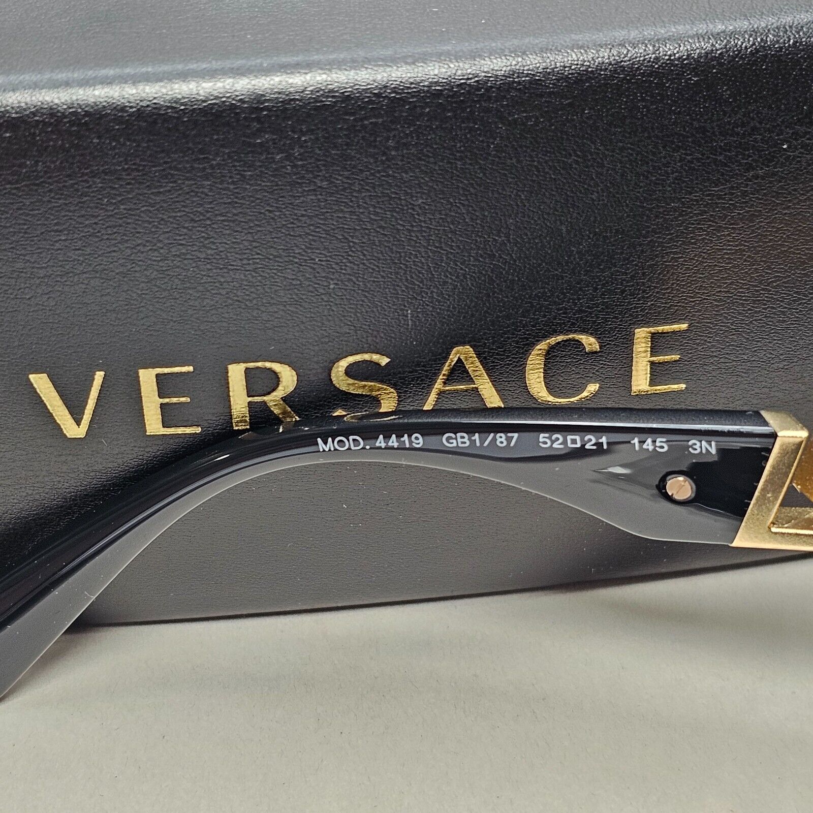 Versace Sunglasses Black Gold Greca Meander Rectangle MOD VE 4419 GB1/87 52mm