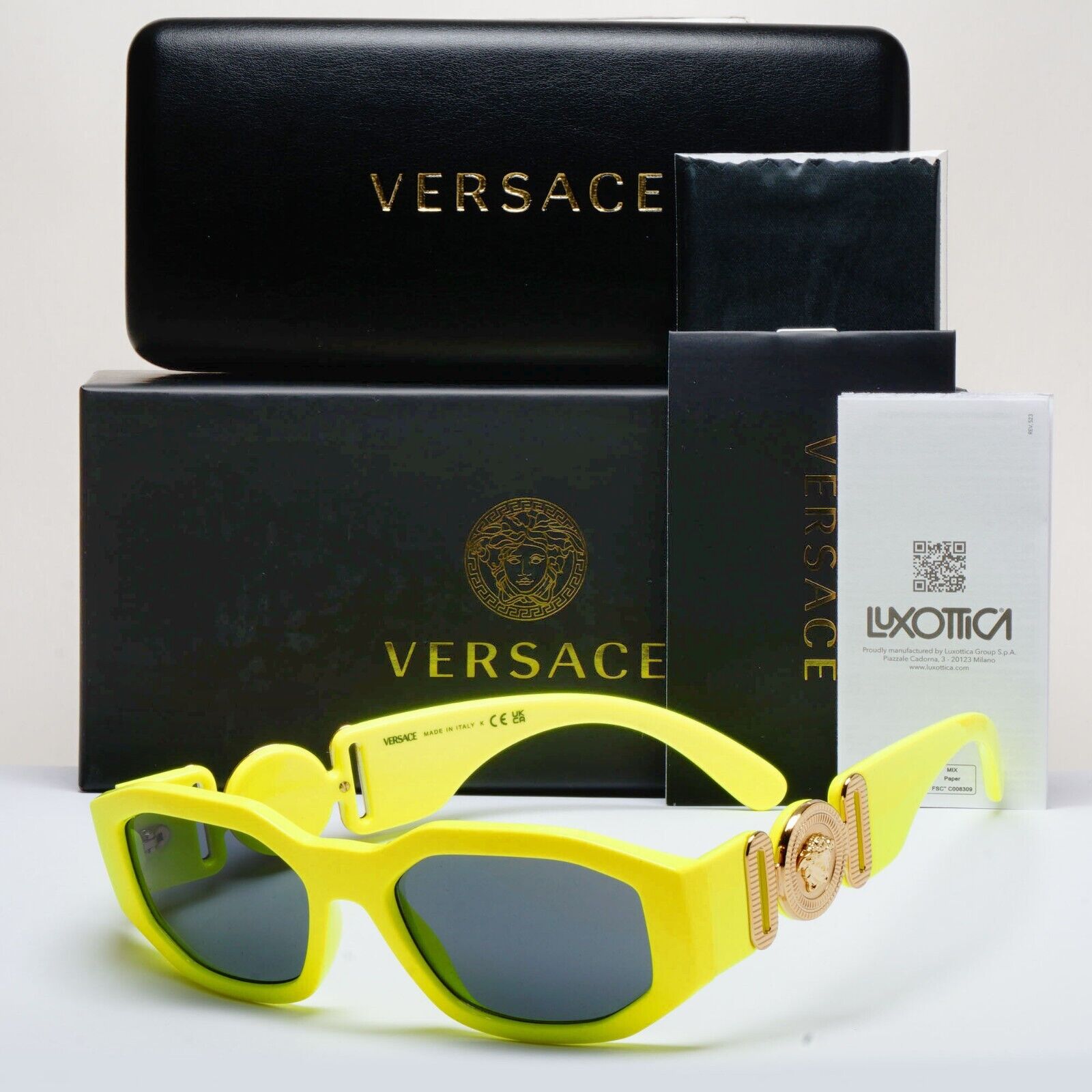 Versace Sunglasses Biggie Yellow Fluorescent Grey Gold Medusa VE 4361 5321/87