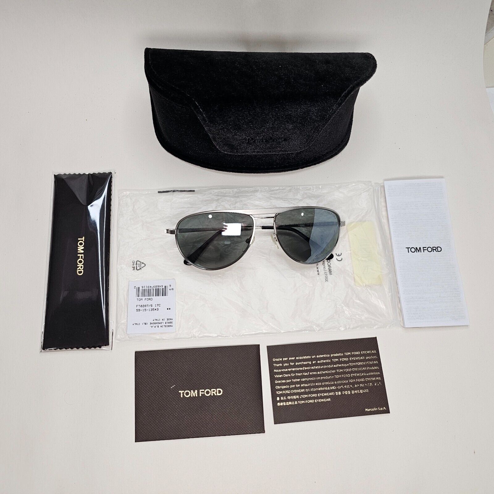 Tom Ford Sunglasses William Matte Paladium Silver Mirror Pilot FT0207 TF 207 17C