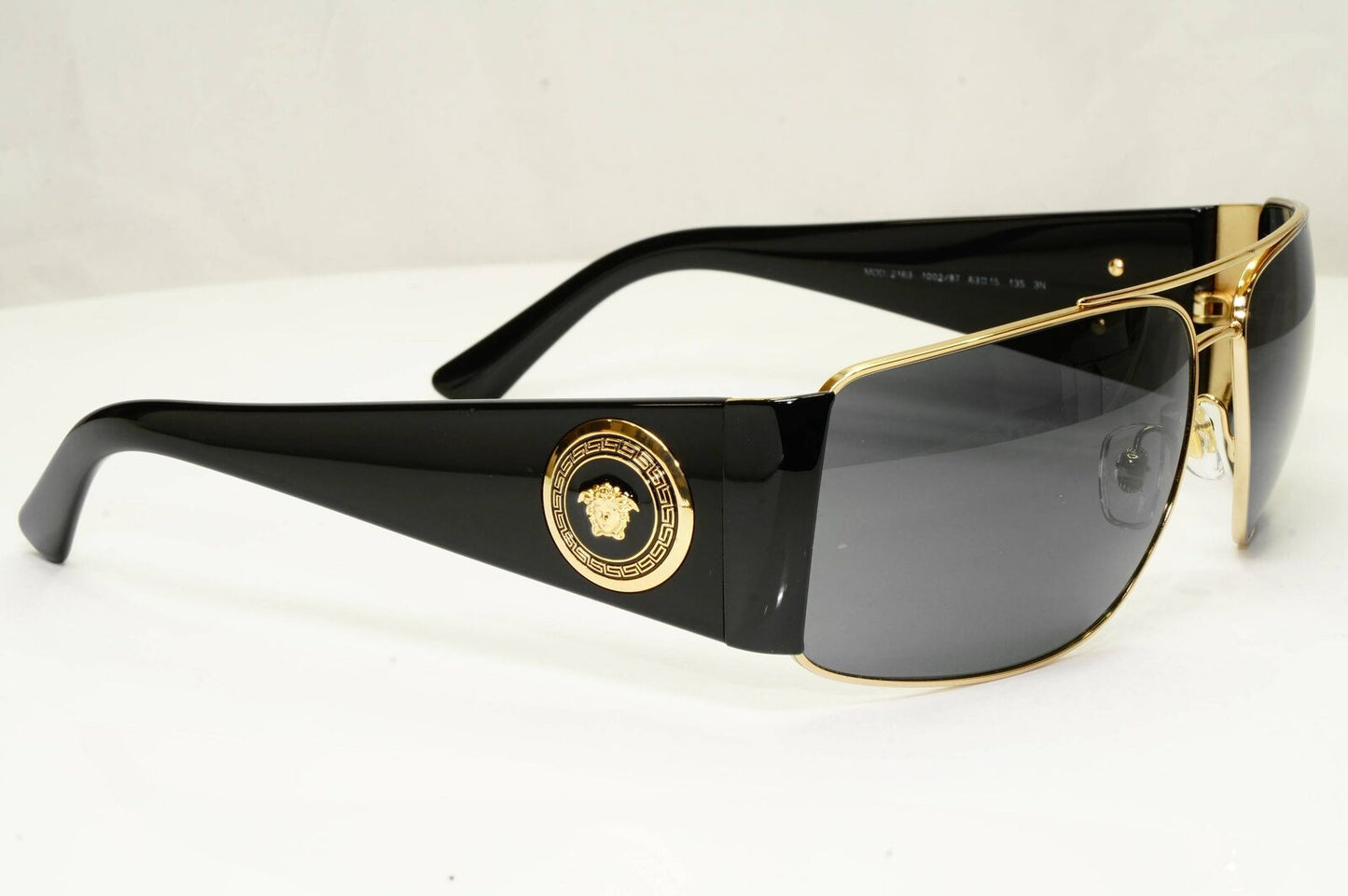 Versace Sunglasses Black Gold Medusa Square Metal MOD VE 2163 1002/87
