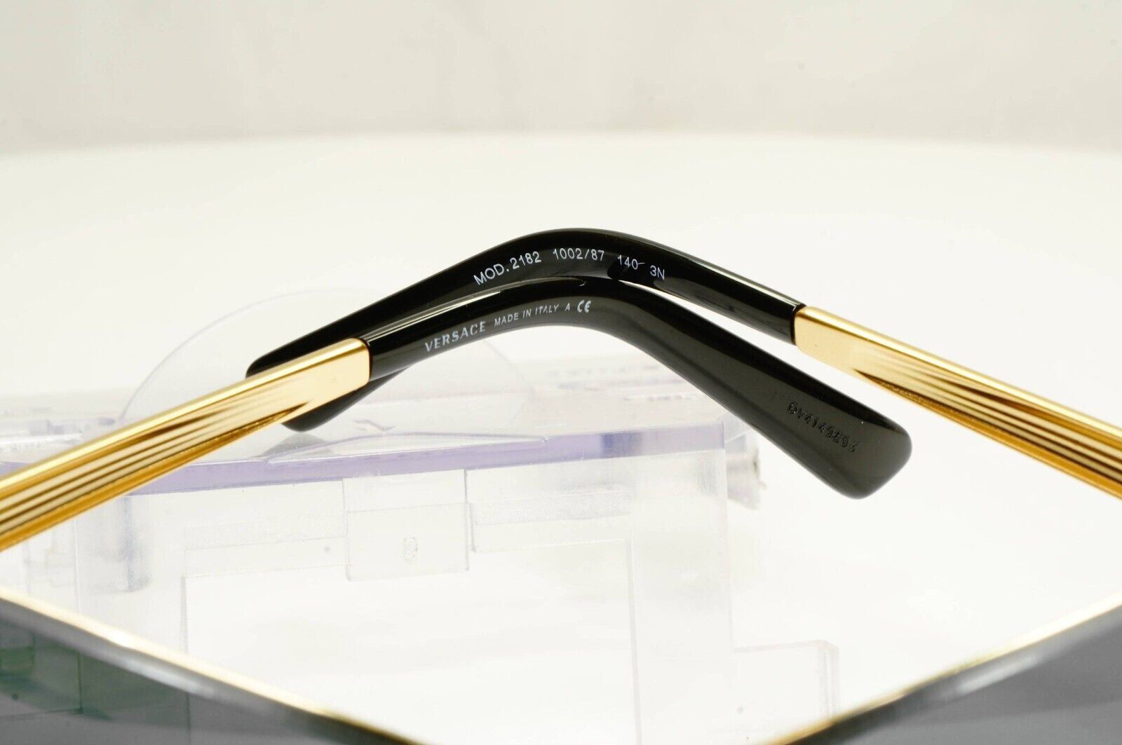 Versace Sunglasses Black Gold Medusa Shield Visor Angular MOD VE 2182 1002/87