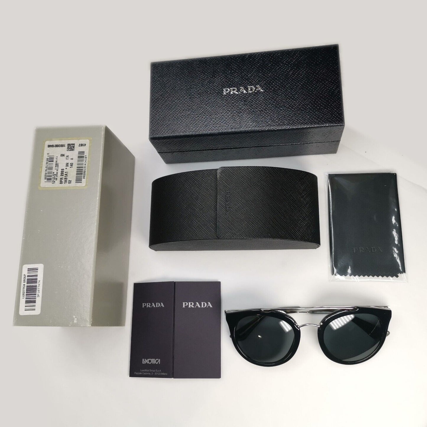 Prada Sunglasses Cinema Black Silver Grey Square PR23SS SPR 23S 1AB-1A1 52mm