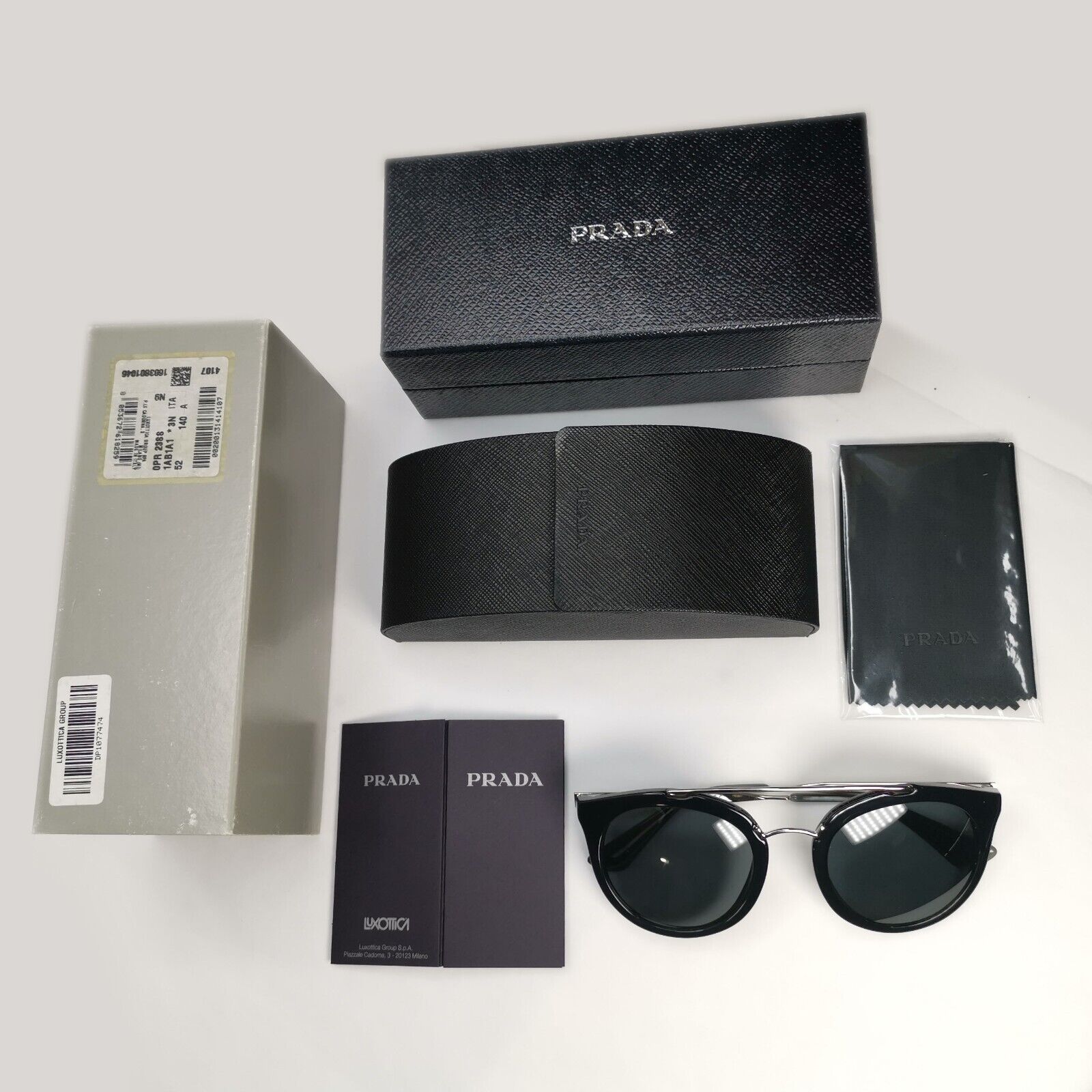 Prada Sunglasses Cinema Black Silver Grey Square PR23SS SPR 23S 1AB-1A1 52mm
