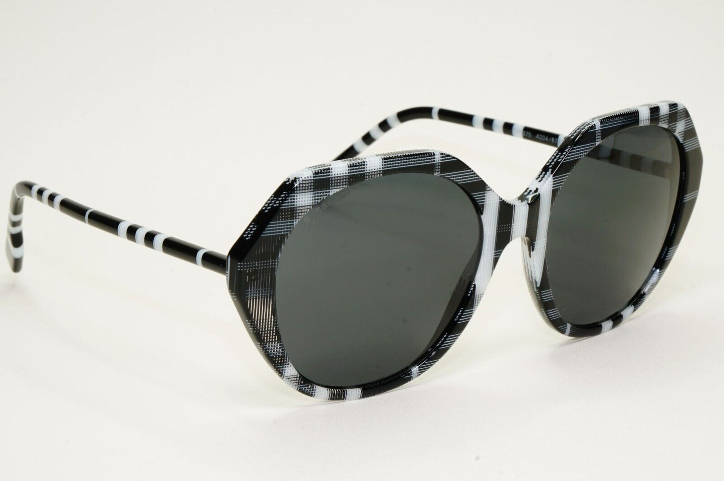 Burberry Sunglasses Black White Grey Check Plaid Vanessa BE 4375 4004/87 55mm