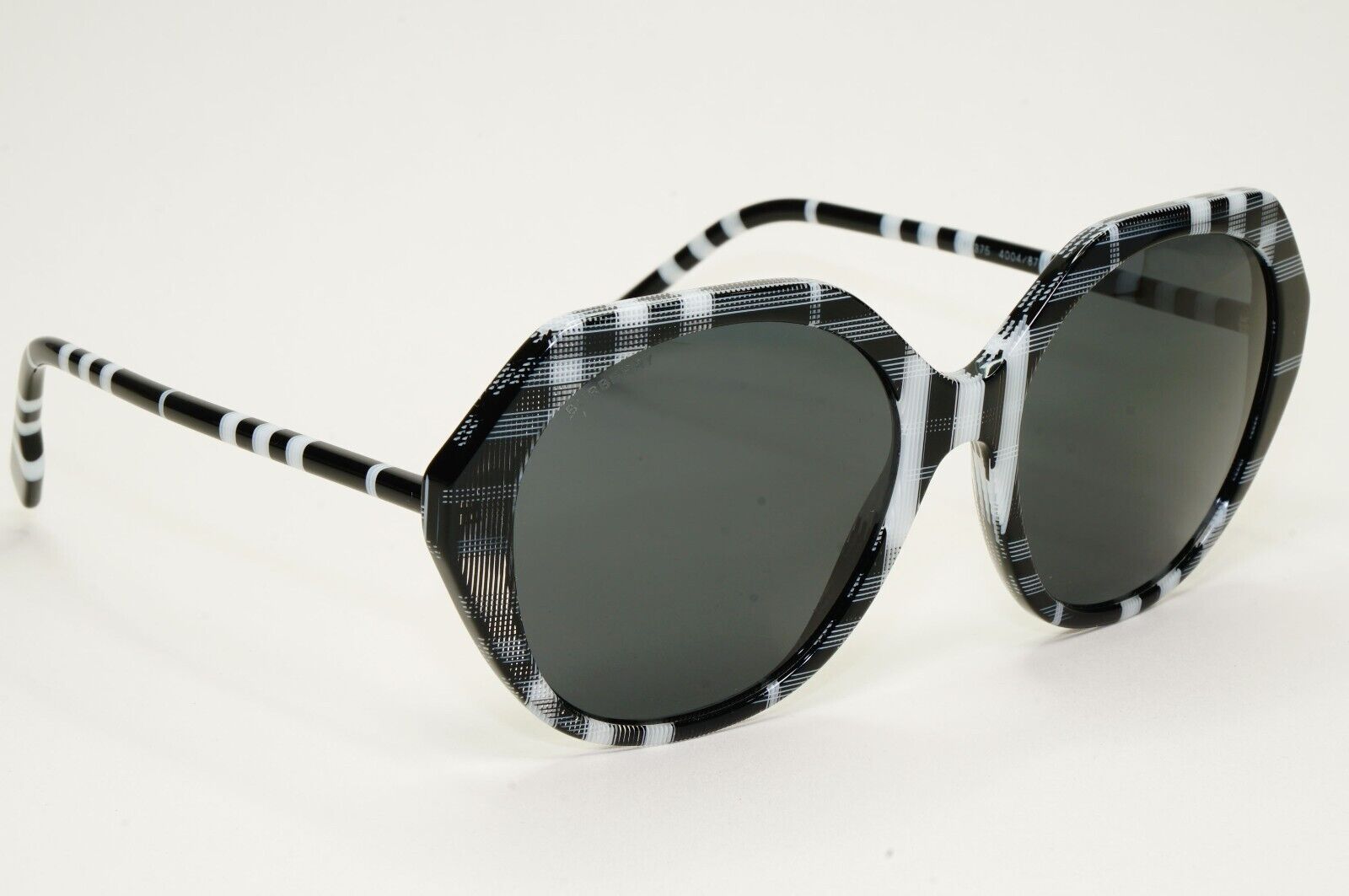 Burberry Sunglasses Black White Grey Check Plaid Vanessa BE 4375 4004/87 55mm