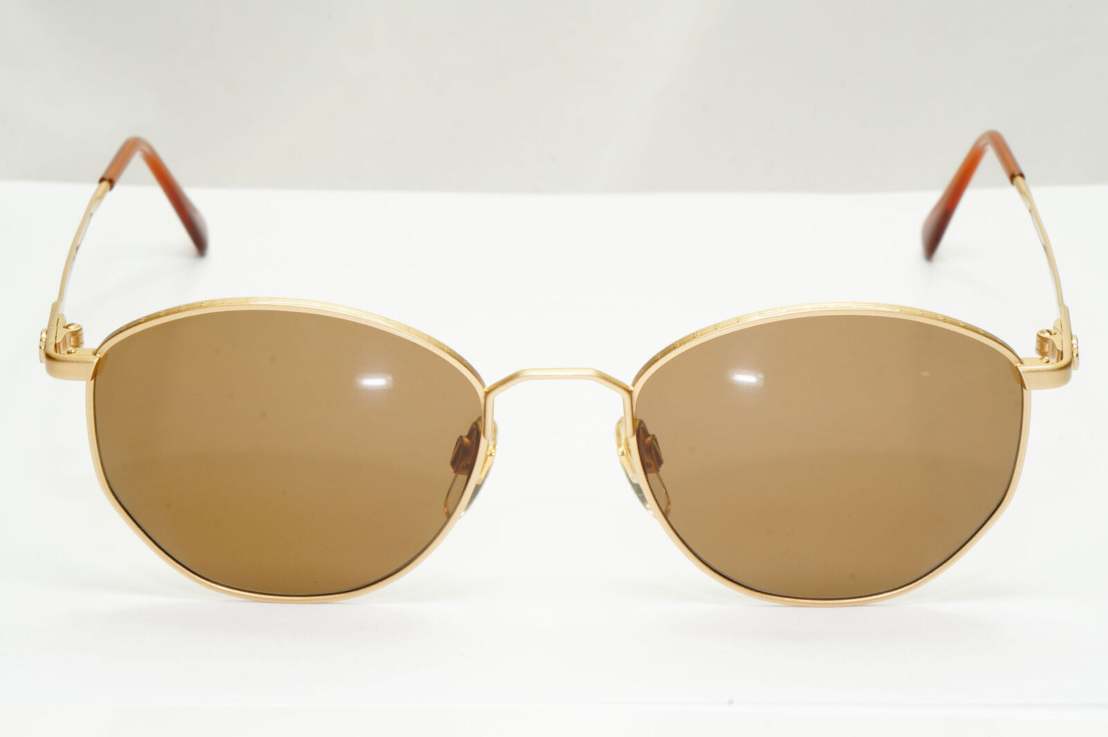 Emporio Armani Sunglasses 1997 Vintage Gold Brown Metal Round 031 703 50mm B