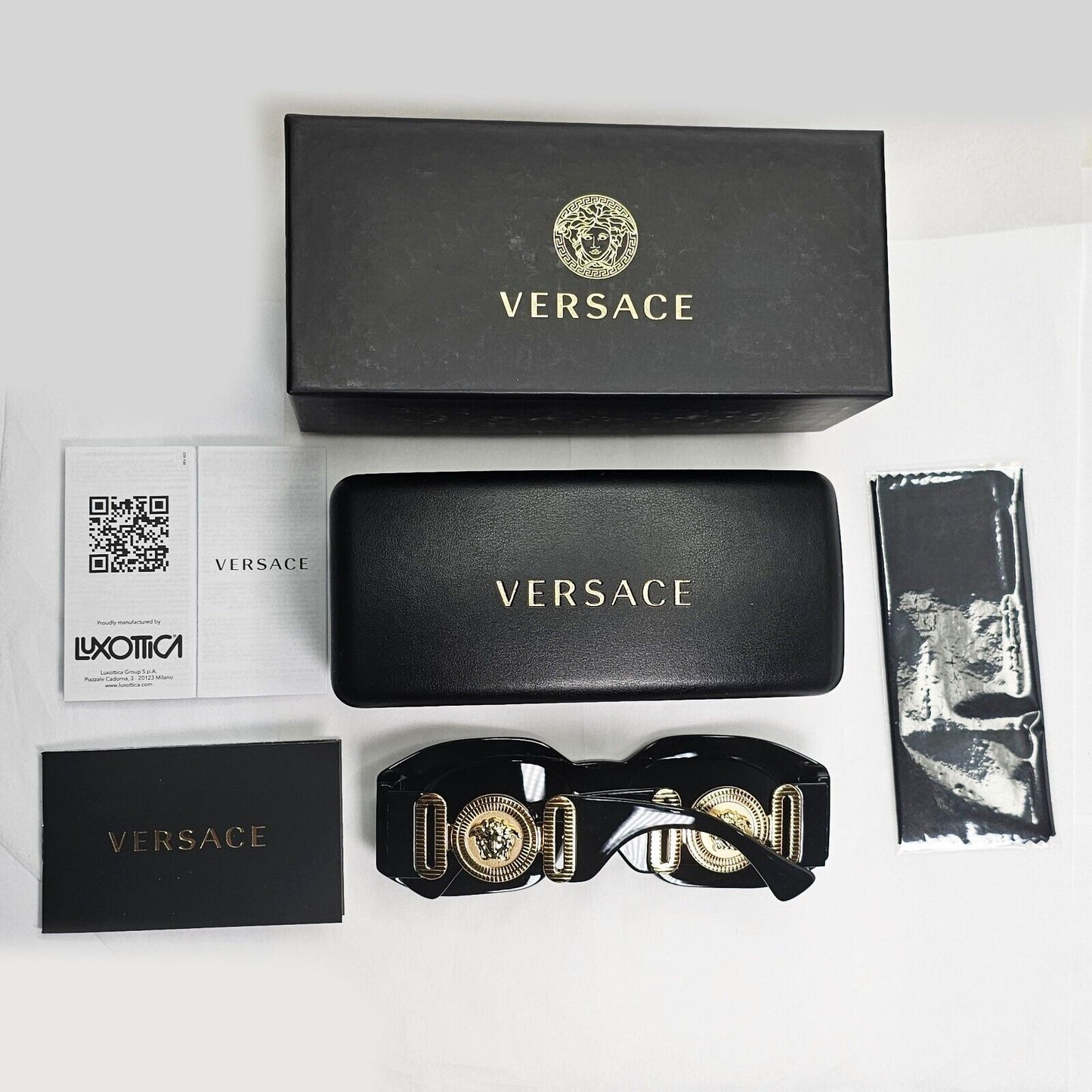 Versace Sunglasses Black Gold Medusa Heavy Large Biggie MOD VE 4425U GB1/87