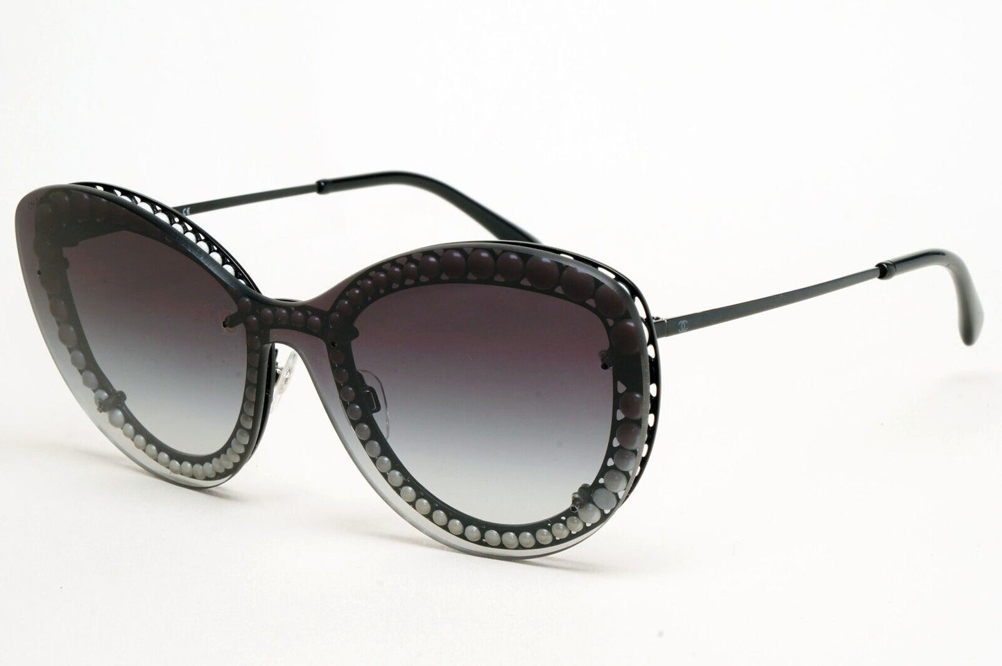 Chanel Sunglasses Pearl Black Grey Smoke Shield Visor 4236-H c.101/S6 261124