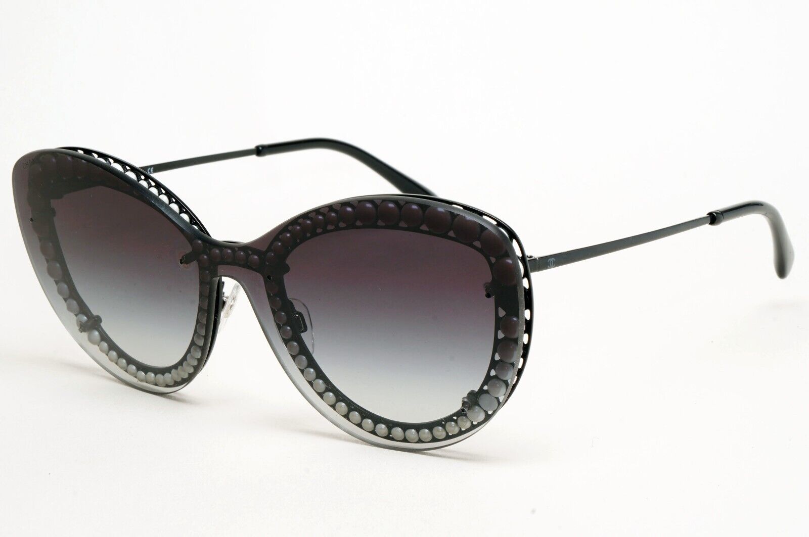 Chanel Sunglasses Pearl Black Grey Smoke Shield Visor 4236-H c.101/S6 261124