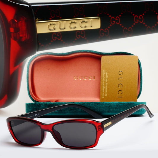 Gucci Sunglasses 2007 Vintage Black Red Monogram Rectangle GG 3601/F WH3