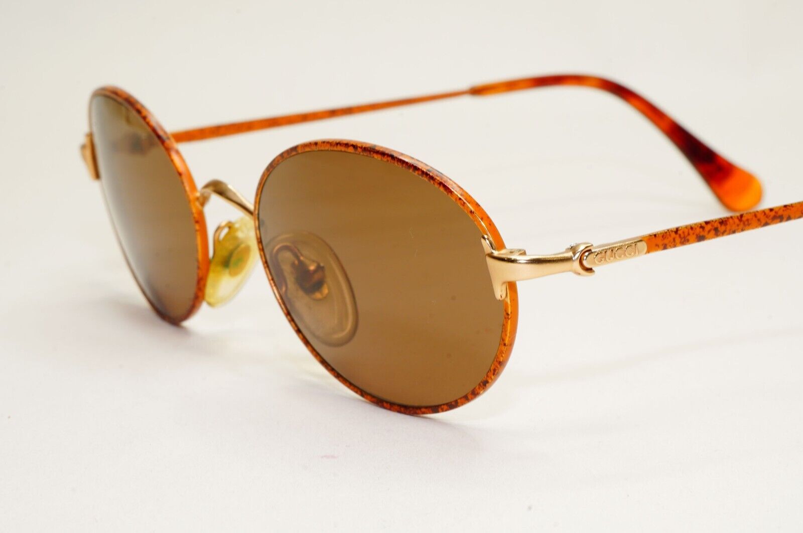 Gucci Sunglasses 1994 Vintage Gold Brown Oval Unisex GG 1247/S FP7 50mm 230924
